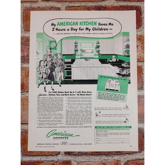 1950 "My American Kitchen Saves Me 2 Hours a Day for My Children" Vtg Print Ad - Picture 3 of 7
